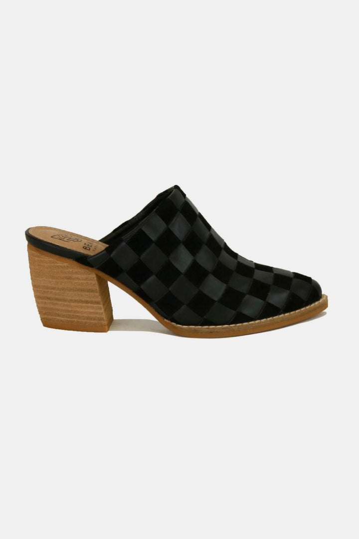 Beast Fashion Woven Checkerboard Block Heel Mule Shoes-Trendsi-[option4]-[option5]-[option6]-[option7]-[option8]-Shop-Boutique-Clothing-for-Women-Online