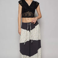 POL Contrast Floral Drawstring Wide Leg Pants-Pants-Trendsi-[option4]-[option5]-[option6]-[option7]-[option8]-Shop-Boutique-Clothing-for-Women-Online