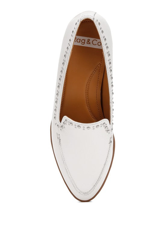 Wolferton Delicate Stud Detail Leather Loafers-Rag Company-[option4]-[option5]-[option6]-[option7]-[option8]-Shop-Boutique-Clothing-for-Women-Online