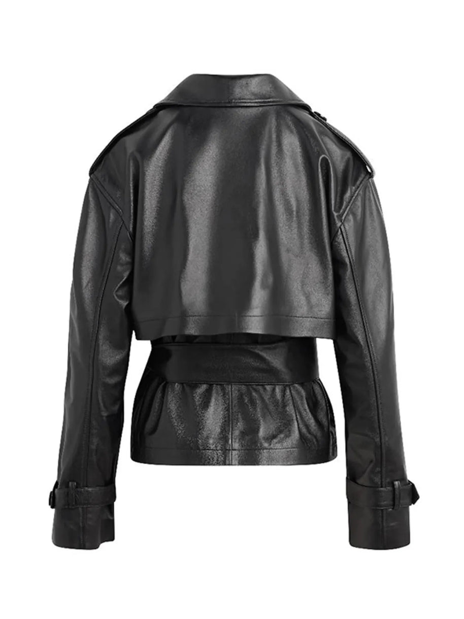 Leather Belted Trench Jacket-Jacket-Trendsi-[option4]-[option5]-[option6]-[option7]-[option8]-Shop-Boutique-Clothing-for-Women-Online