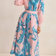Printed Button Down Belted Shirt Dress-Dresses-Trendsi-[option4]-[option5]-[option6]-[option7]-[option8]-Shop-Boutique-Clothing-for-Women-Online
