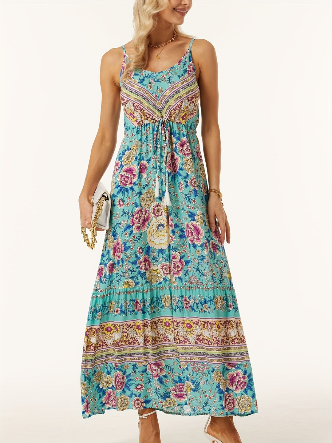 Printed Scoop Neck Boho Midi Cami Dress-Trendsi-Teal-S-[option4]-[option5]-[option6]-[option7]-[option8]-Shop-Boutique-Clothing-for-Women-Online