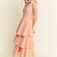 Jade By Jane Sleeveless Gingham Print Tiered Midi Dress-Dresses-Trendsi-[option4]-[option5]-[option6]-[option7]-[option8]-Shop-Boutique-Clothing-for-Women-Online