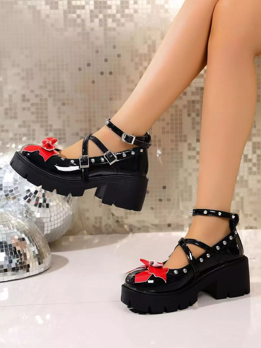 Bow Round Toe Block Heels Pumps-Shoes-Trendsi-[option4]-[option5]-[option6]-[option7]-[option8]-Shop-Boutique-Clothing-for-Women-Online