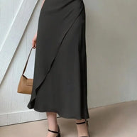 Asymmetric Wrap Midi Skirt with Fluted Hem-Skirts-Trendsi-[option4]-[option5]-[option6]-[option7]-[option8]-Shop-Boutique-Clothing-for-Women-Online