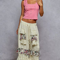 POL Drawstring Double Gauze Wide Leg Pants with Print and Lace Ruffle-pants-Trendsi-[option4]-[option5]-[option6]-[option7]-[option8]-Shop-Boutique-Clothing-for-Women-Online