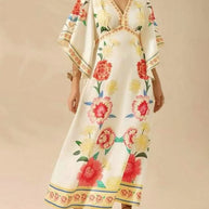 Palm Print V-Neck Midi Dress-Dresses-Trendsi-[option4]-[option5]-[option6]-[option7]-[option8]-Shop-Boutique-Clothing-for-Women-Online