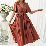 Plus Size V-Neck Flutter Sleeve Dress-Dresses-Trendsi-[option4]-[option5]-[option6]-[option7]-[option8]-Shop-Boutique-Clothing-for-Women-Online