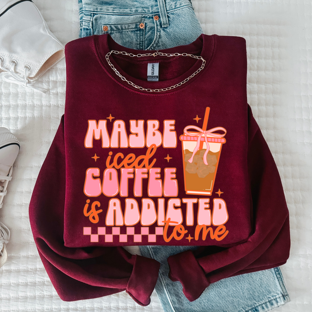 Iced Coffee Tee/Sweatshirt -maroon-sweatshirt-Knox and Nell Wholesale-[option4]-[option5]-[option6]-[option7]-[option8]-Shop-Boutique-Clothing-for-Women-Online