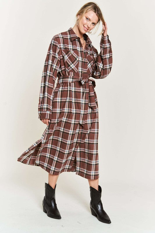 PLAID PRINT COLLAR LONG SHIRT DRESS PLUS SIZE-Jade By Jane-[option4]-[option5]-[option6]-[option7]-[option8]-Shop-Boutique-Clothing-for-Women-Online