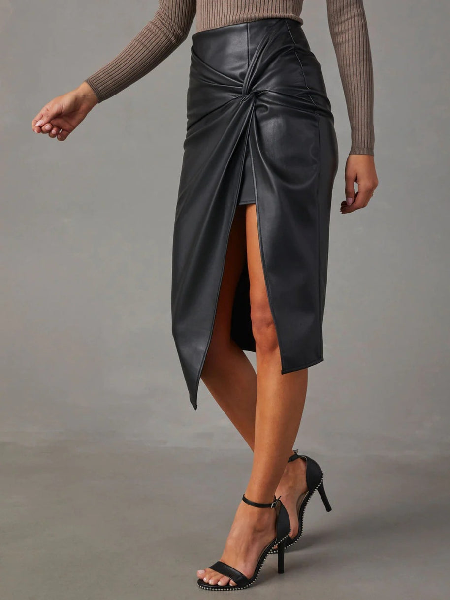 Twist Detail High Waist Skirt-Skirts-Trendsi-[option4]-[option5]-[option6]-[option7]-[option8]-Shop-Boutique-Clothing-for-Women-Online