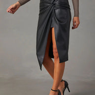 Twist Detail High Waist Skirt-Skirts-Trendsi-[option4]-[option5]-[option6]-[option7]-[option8]-Shop-Boutique-Clothing-for-Women-Online