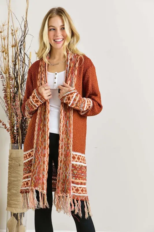 ADORA Full Size Fringe Hem Aztec Border Cardigan-Cardigan-Trendsi-[option4]-[option5]-[option6]-[option7]-[option8]-Shop-Boutique-Clothing-for-Women-Online