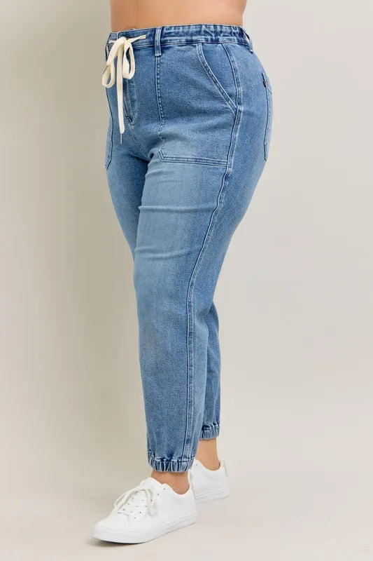 Judy Blue High Waist Denim Joggers-Trendsi-[option4]-[option5]-[option6]-[option7]-[option8]-Shop-Boutique-Clothing-for-Women-Online