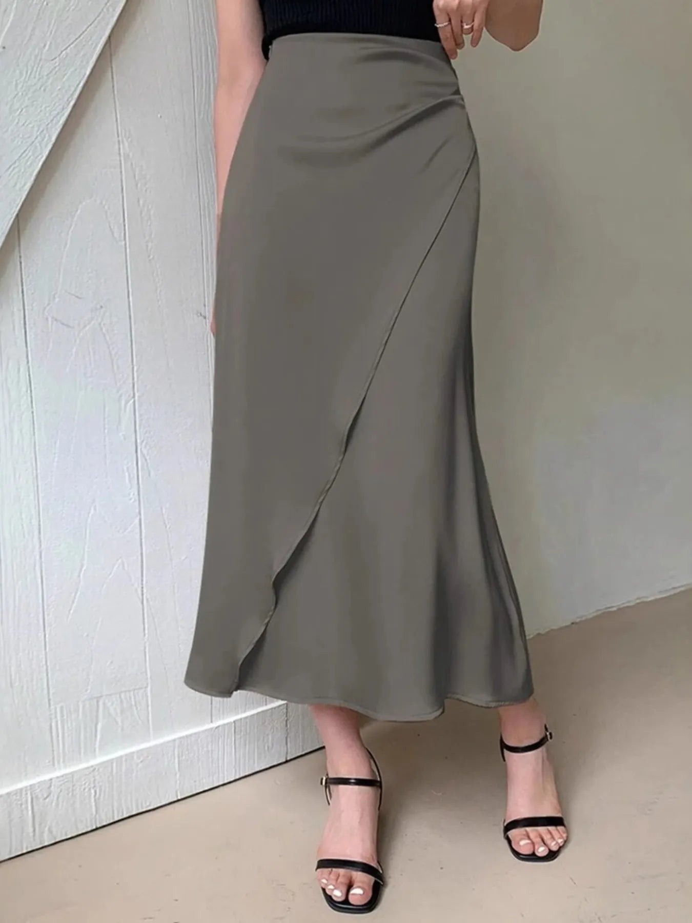 Asymmetric Wrap Midi Skirt with Fluted Hem-Skirts-Trendsi-[option4]-[option5]-[option6]-[option7]-[option8]-Shop-Boutique-Clothing-for-Women-Online