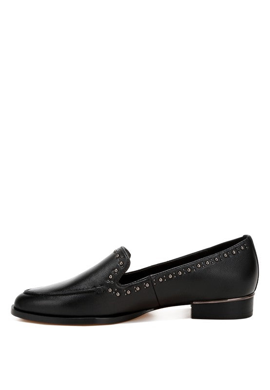 Wolferton Delicate Stud Detail Leather Loafers-Rag Company-[option4]-[option5]-[option6]-[option7]-[option8]-Shop-Boutique-Clothing-for-Women-Online