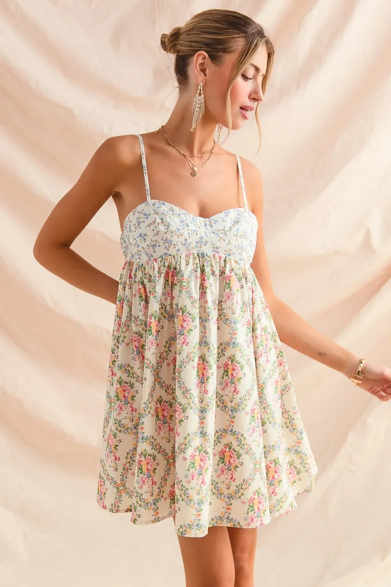 SO ME Mixed Floral Print Sleeveless Mini Dress-Dresses-Trendsi-[option4]-[option5]-[option6]-[option7]-[option8]-Shop-Boutique-Clothing-for-Women-Online