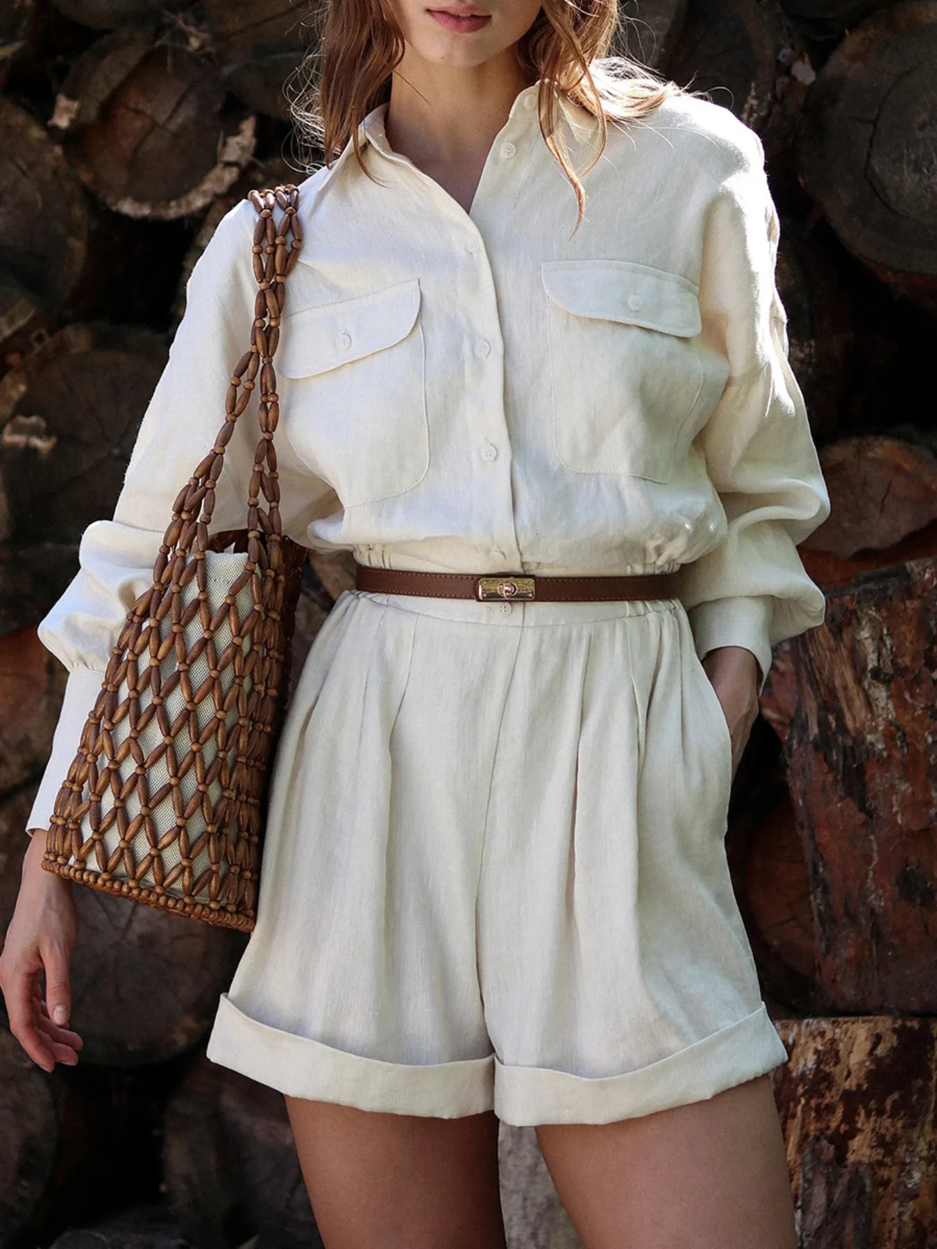 Casual Button Front Long Sleeve Romper-Sets-Trendsi-[option4]-[option5]-[option6]-[option7]-[option8]-Shop-Boutique-Clothing-for-Women-Online