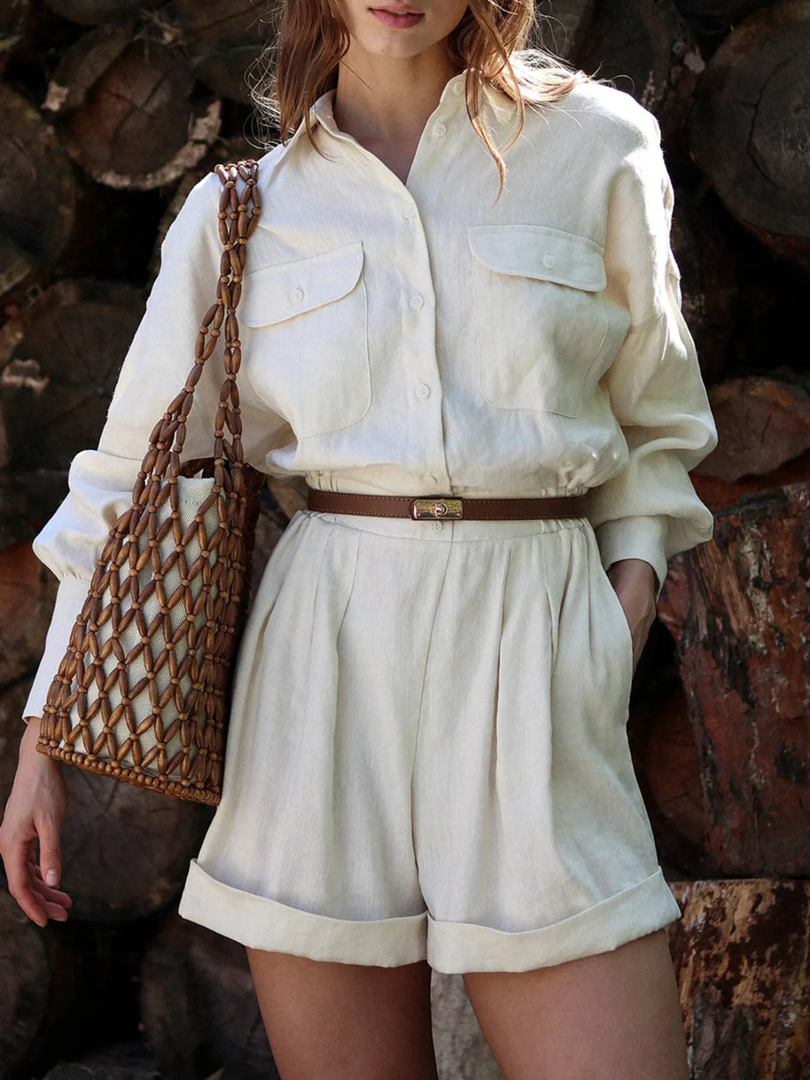 Casual Button Front Long Sleeve Romper-Sets-Trendsi-[option4]-[option5]-[option6]-[option7]-[option8]-Shop-Boutique-Clothing-for-Women-Online