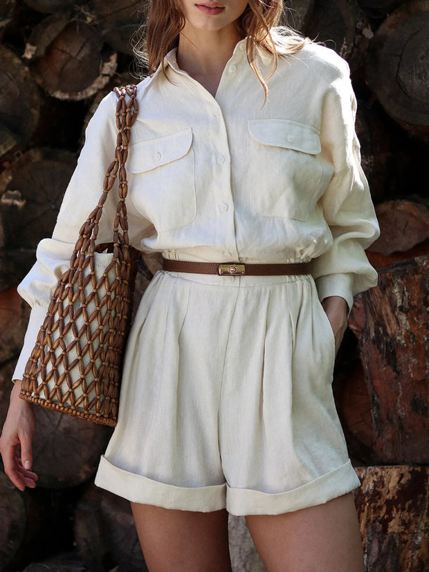 Casual Button Front Long Sleeve Romper-Sets-Trendsi-[option4]-[option5]-[option6]-[option7]-[option8]-Shop-Boutique-Clothing-for-Women-Online