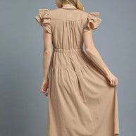 Umgee Ruffled Cap Sleeve Midi Dress with Contrast Trim Detail-Dresses-Trendsi-[option4]-[option5]-[option6]-[option7]-[option8]-Shop-Boutique-Clothing-for-Women-Online