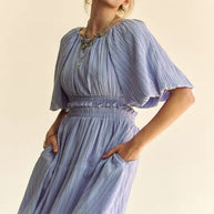 Davi & Dani Back Button Puff Sleeve Mini Dress-Dresses-Trendsi-[option4]-[option5]-[option6]-[option7]-[option8]-Shop-Boutique-Clothing-for-Women-Online