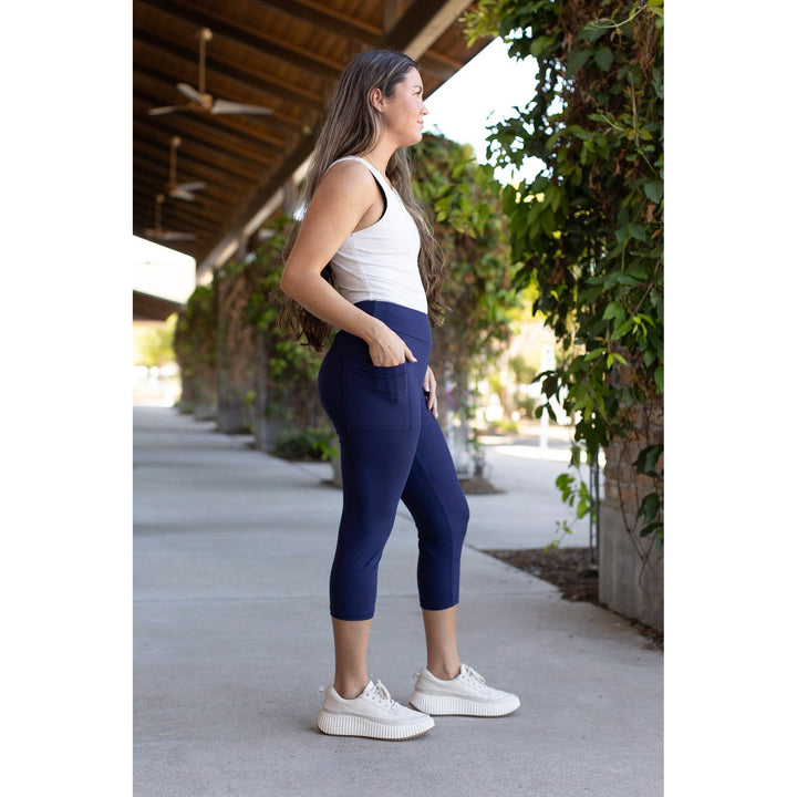 Navy CAPRI with Pocket - Luxe Leggings by Julia Rose®-JuliaRoseWholesale-[option4]-[option5]-[option6]-[option7]-[option8]-Shop-Boutique-Clothing-for-Women-Online