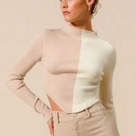 SO ME Color Block Fitted Crop Sweater Top-Sweaters-Trendsi-[option4]-[option5]-[option6]-[option7]-[option8]-Shop-Boutique-Clothing-for-Women-Online