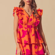 SO ME Floral V Neck Layered Dress with Elasticized Waist-Dresses-Trendsi-[option4]-[option5]-[option6]-[option7]-[option8]-Shop-Boutique-Clothing-for-Women-Online