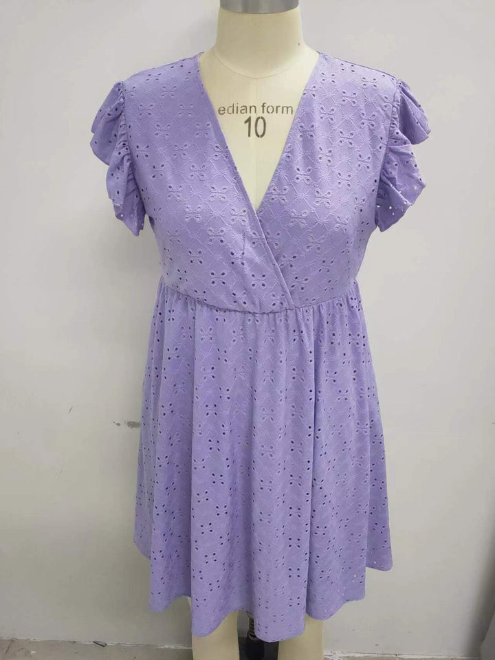 Shirley & Stone Rebecca Ruffle Sleeve Eyelet Dress - Lavender-In Stock Shirley&amp;Stone-Shirley & Stone-[option4]-[option5]-[option6]-[option7]-[option8]-Shop-Boutique-Clothing-for-Women-Online