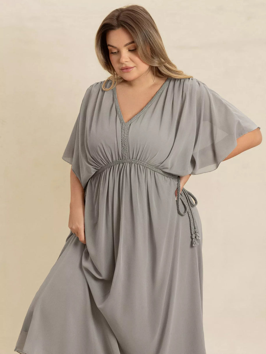 Plus Size V-Neck Flutter Sleeve Dress-Dresses-Trendsi-[option4]-[option5]-[option6]-[option7]-[option8]-Shop-Boutique-Clothing-for-Women-Online