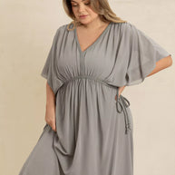 Plus Size V-Neck Flutter Sleeve Dress-Dresses-Trendsi-[option4]-[option5]-[option6]-[option7]-[option8]-Shop-Boutique-Clothing-for-Women-Online