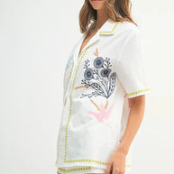 MABLE Embroidered Button Down Shirt and Shorts Set-Sets-Trendsi-[option4]-[option5]-[option6]-[option7]-[option8]-Shop-Boutique-Clothing-for-Women-Online
