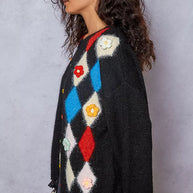 POL Button Down Diamond Pattern Round Neck Cardigan-Cardigan-Trendsi-[option4]-[option5]-[option6]-[option7]-[option8]-Shop-Boutique-Clothing-for-Women-Online