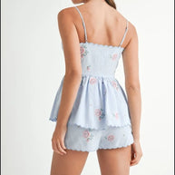 MABLE Stripe Embroidered Peplum Cami and Shorts Set-sets-Trendsi-[option4]-[option5]-[option6]-[option7]-[option8]-Shop-Boutique-Clothing-for-Women-Online