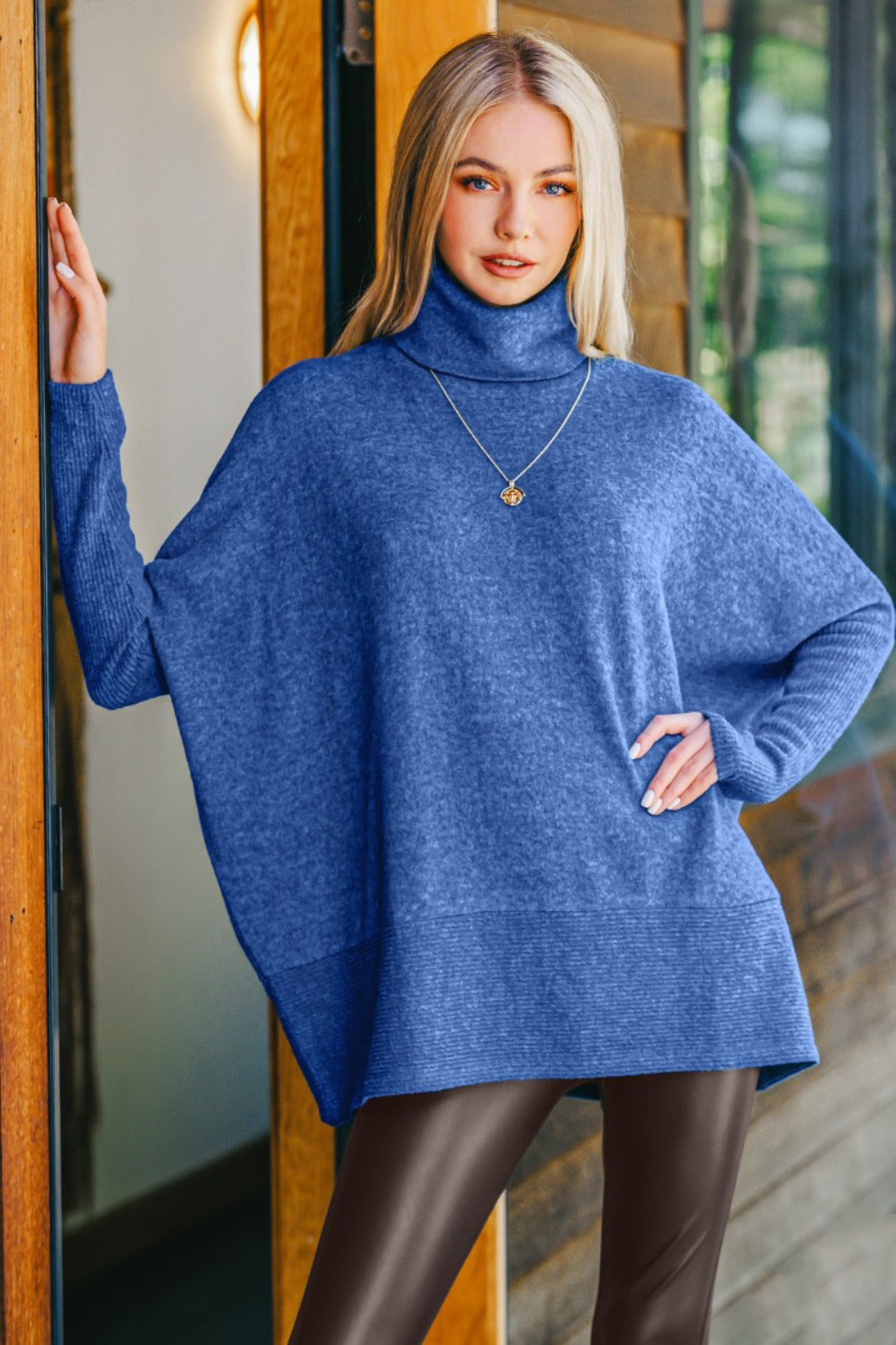 Zenana Brushed Melange Hacci Turtleneck Sweater-Trendsi-[option4]-[option5]-[option6]-[option7]-[option8]-Shop-Boutique-Clothing-for-Women-Online