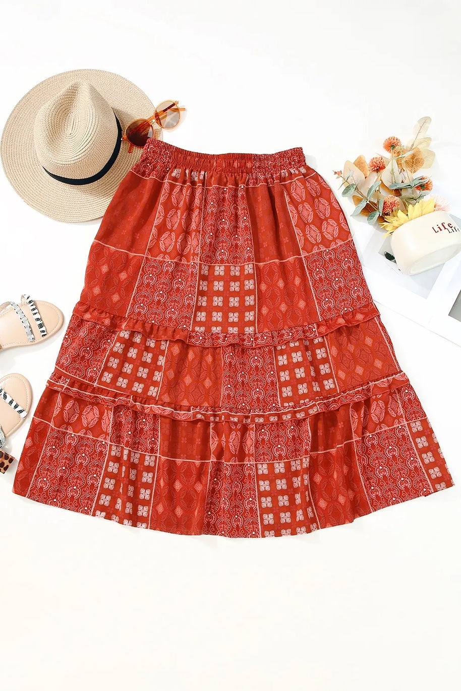 Printed Drawstring Midi Skirt-Skirts-Trendsi-[option4]-[option5]-[option6]-[option7]-[option8]-Shop-Boutique-Clothing-for-Women-Online