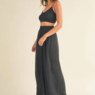 MABLE Smocked Bralette Crop Top and Wide Leg Pants Set-Trendsi-[option4]-[option5]-[option6]-[option7]-[option8]-Shop-Boutique-Clothing-for-Women-Online