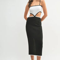 MABLE Ribbed Knit Color Block Cutout Midi Dress-Dresses-Trendsi-[option4]-[option5]-[option6]-[option7]-[option8]-Shop-Boutique-Clothing-for-Women-Online