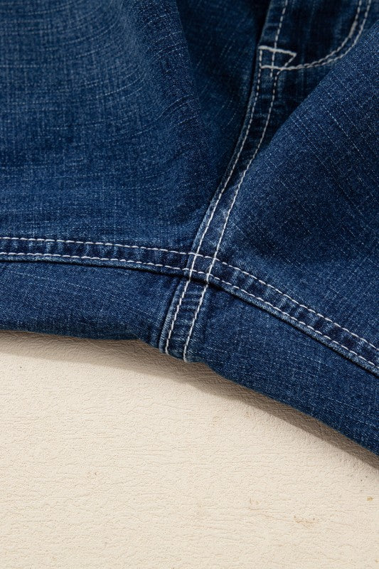 Denim Stitch High-Waist Cuff Jeans-JUNIPER BLVD-[option4]-[option5]-[option6]-[option7]-[option8]-Shop-Boutique-Clothing-for-Women-Online