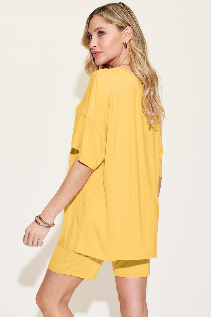 Basic Bae Bamboo V-Neck Drop Shoulder T-Shirt and Shorts Set-Trendsi-[option4]-[option5]-[option6]-[option7]-[option8]-Shop-Boutique-Clothing-for-Women-Online