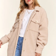 And The Why Teddy Sherpa Button Down Curved Hem Shacket-Womens Outerwear/Shacket-Trendsi-[option4]-[option5]-[option6]-[option7]-[option8]-Shop-Boutique-Clothing-for-Women-Online