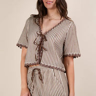 VERY J Wave Trim Detail Knit Top & Shorts Set-Sets-Trendsi-[option4]-[option5]-[option6]-[option7]-[option8]-Shop-Boutique-Clothing-for-Women-Online