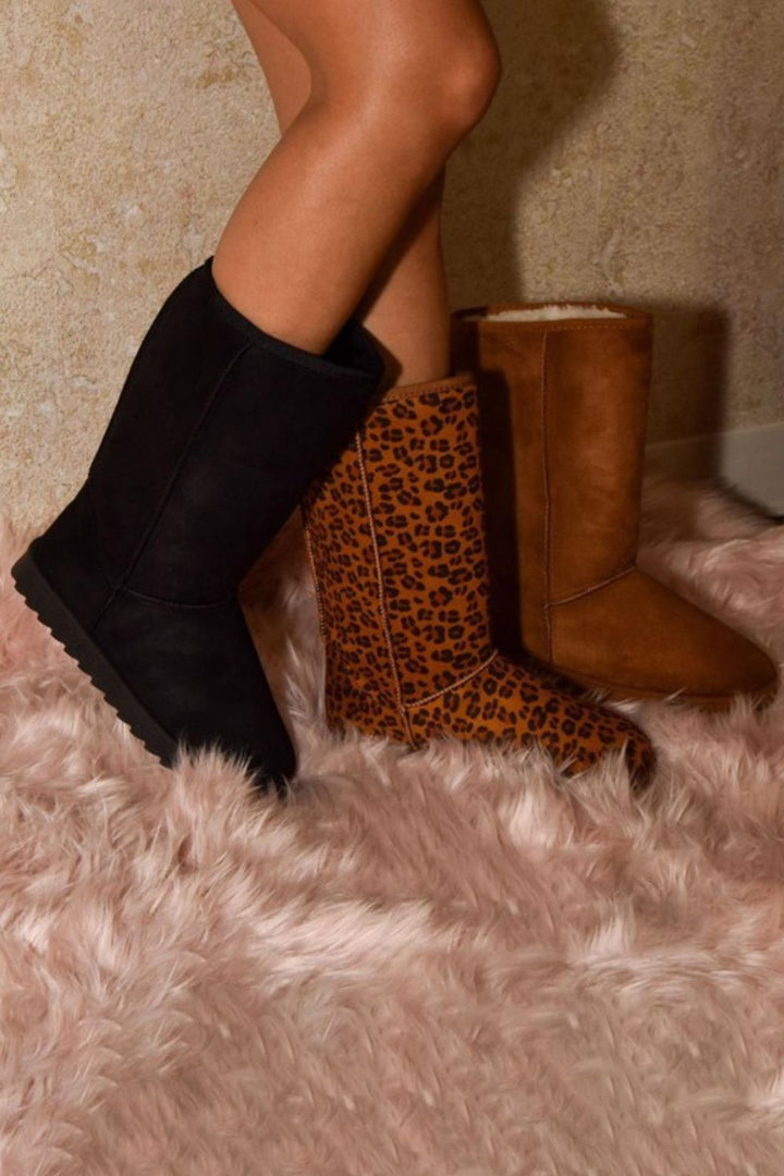 WILD DIVA Leopard Suede Round Toe Boots-Trendsi-[option4]-[option5]-[option6]-[option7]-[option8]-Shop-Boutique-Clothing-for-Women-Online