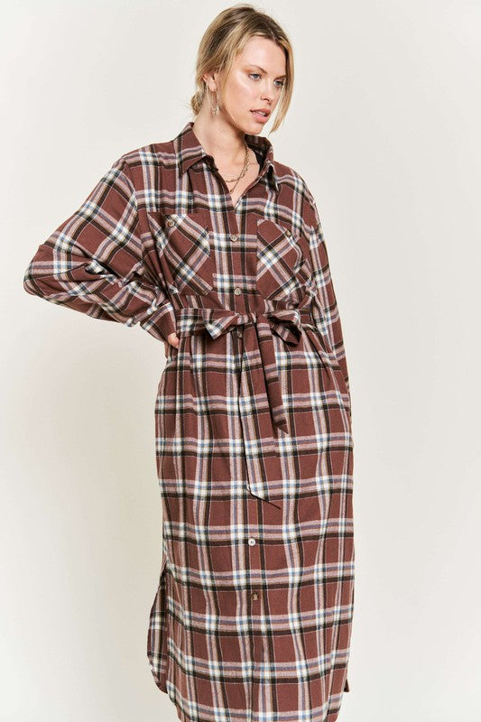PLAID PRINT COLLAR LONG SHIRT DRESS PLUS SIZE-Jade By Jane-[option4]-[option5]-[option6]-[option7]-[option8]-Shop-Boutique-Clothing-for-Women-Online