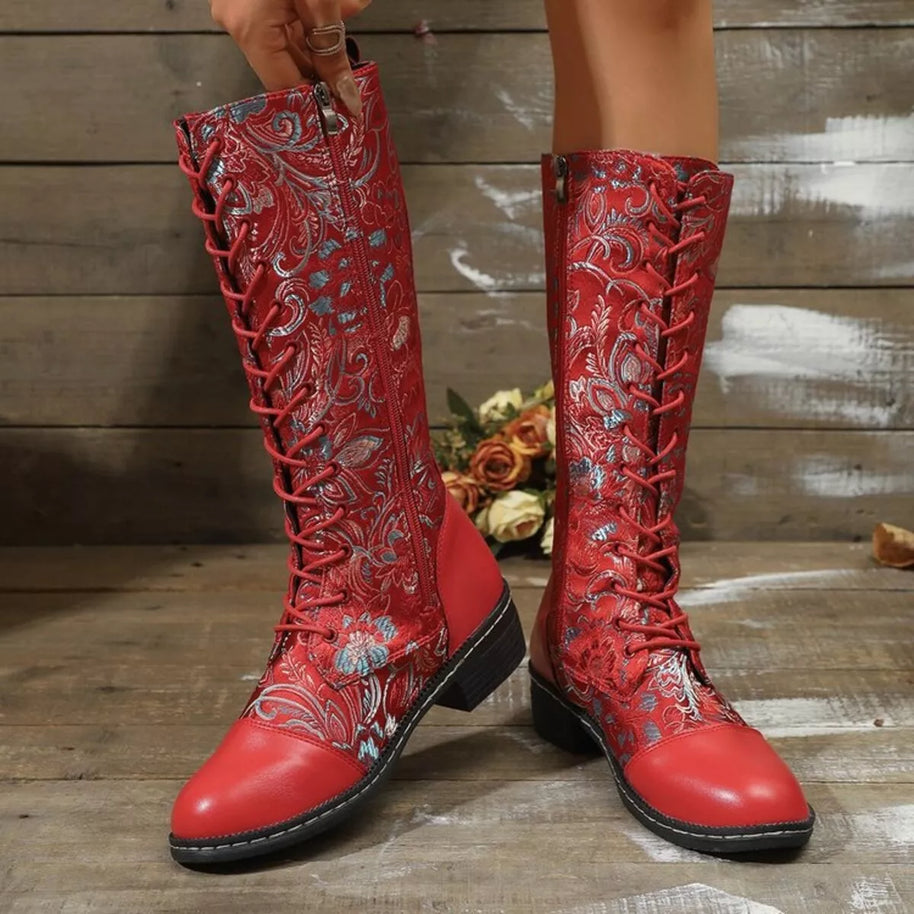 Lace Up Block Heels Boots-110 Fashion Boots-Trendsi-[option4]-[option5]-[option6]-[option7]-[option8]-Shop-Boutique-Clothing-for-Women-Online