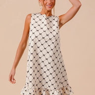 SO ME Texture Bow Printed Mini Ruffle Dress-Dresses-Trendsi-[option4]-[option5]-[option6]-[option7]-[option8]-Shop-Boutique-Clothing-for-Women-Online