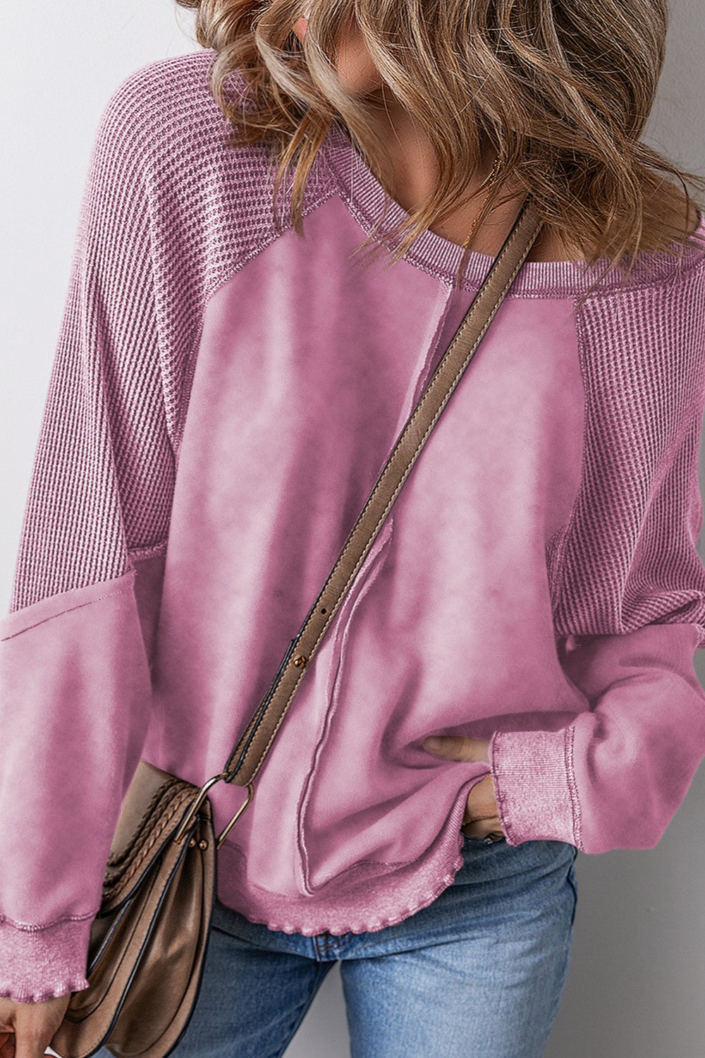 Brandi Mineral Wash Exposed Seam Long Sleeve Sweatshirt-Trendsi-Dusty Pink-S-[option4]-[option5]-[option6]-[option7]-[option8]-Shop-Boutique-Clothing-for-Women-Online