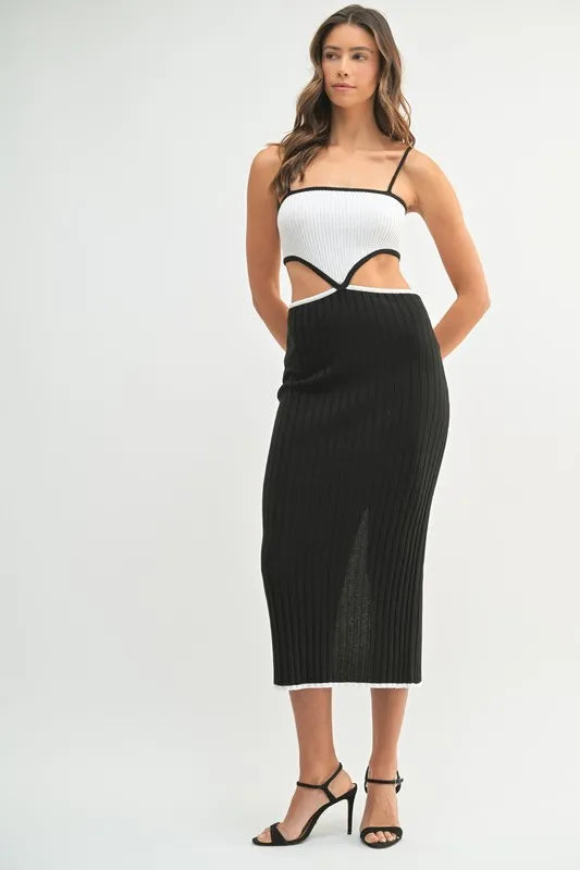 MABLE Ribbed Knit Color Block Cutout Midi Dress-Dresses-Trendsi-[option4]-[option5]-[option6]-[option7]-[option8]-Shop-Boutique-Clothing-for-Women-Online