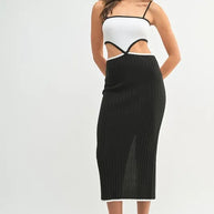 MABLE Ribbed Knit Color Block Cutout Midi Dress-Dresses-Trendsi-[option4]-[option5]-[option6]-[option7]-[option8]-Shop-Boutique-Clothing-for-Women-Online